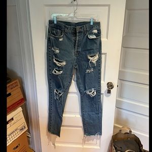 Carmar Button-Up Straight Leg Ripped Jeans